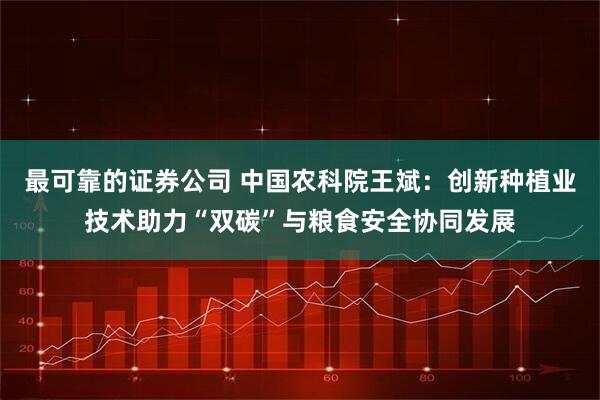 最可靠的证券公司 中国农科院王斌：创新种植业技术助力“双碳”与粮食安全协同发展